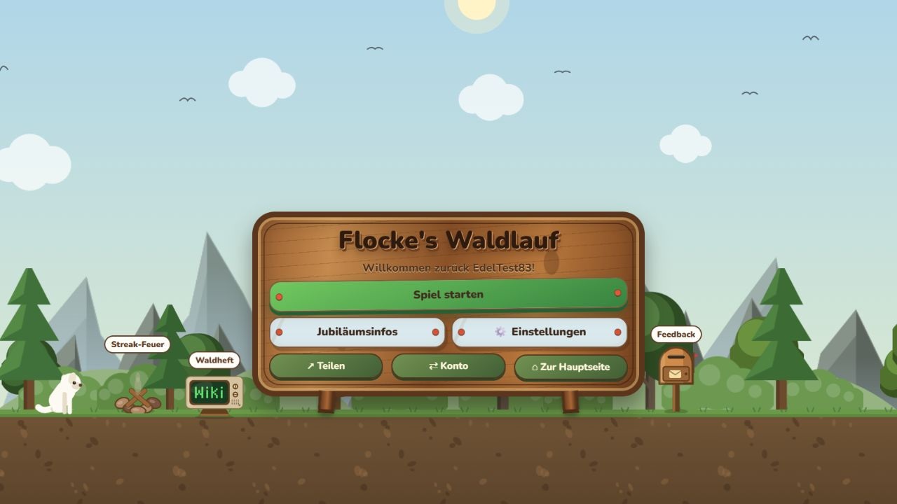 Die Lobby von Flocke's Waldlauf mit der Holztafel